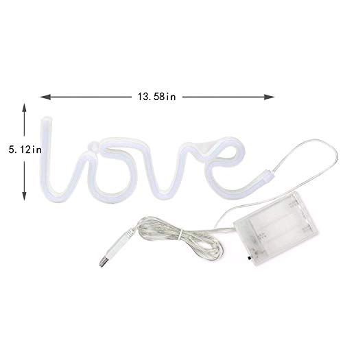 NiniTe LIGHTS Neon Heart Sign Lamp, USB/Battery Powered, Decorative LED Night Light for Bedroom, Pink Yellow, Model 32455