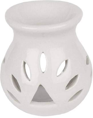 RTWARE Ceramic Clay Candle Operated Aroma Burner Oil Diffuser for Home Fragrance (White) -Set of 2