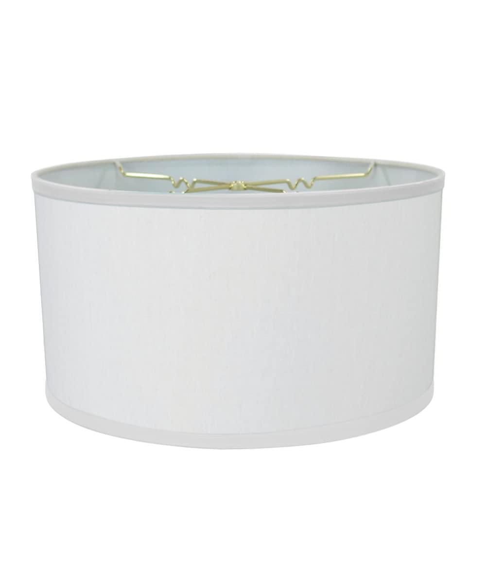 18x18x10 White Linen Shallow Drum Premiere Lampshade with Brass Spider fitter By Home Concept - Perfect for table and Floor lamp