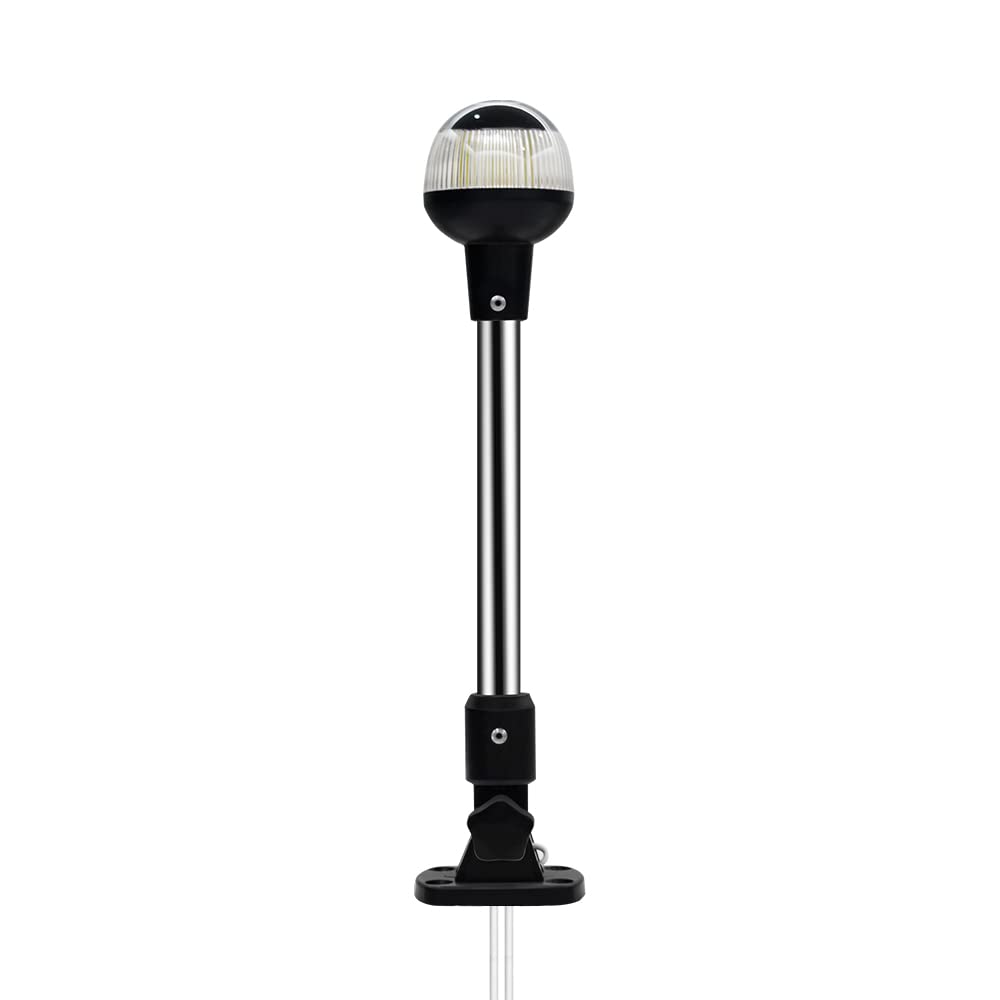 Sebnux White LED Fold Down Boat Stern Light for Pontoon & Fishing Boat, 12 Inch, Nature White 5000K, Model STL001