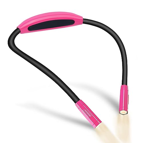 Vekkia Lightweight Neck Reading Light, Rechargeable, 9 Brightness Levels, 10.8 x 3.9 x 0.5 in, Rose Red