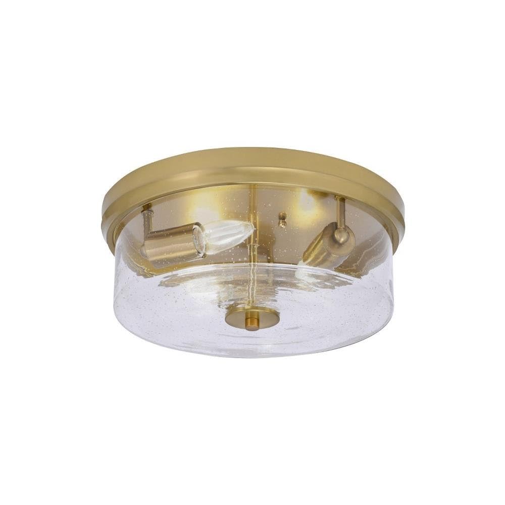 Toltec Lighting 834-Nab-0 3 Light Flush Mount-5.5 Inches Tall And 14 Inches Wide, Finish Color: New Age Brass, Glass Color: Clear Bubble