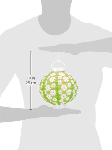 Beistle Light-Up Hibiscus Paper Lanterns, 8-Inch, Cerise/Light Green/Turquoise/White, Model 54580, Decorative Party Lighting