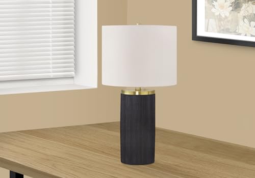 Monarch Specialties 9710 Lightingtable Lamp, Black Concrete, Ivory/Cream Shade, Modern Lighting-24 H Table, 13&quot; L X 13&quot; W X 24&quot; H