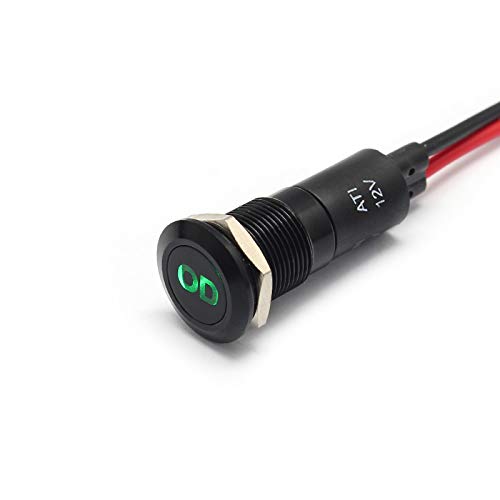 Alpinetech 12mm 12V LED Metal Signal Indicator Pilot Dash Light - Overdrive