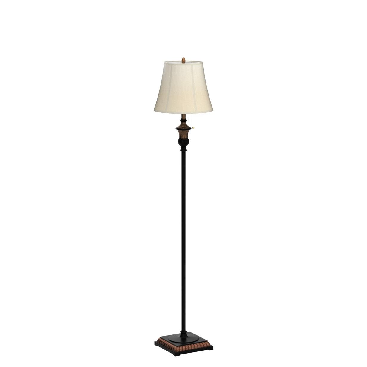 Tobusa Bronze Traditional Floor Lamp, Vintage Tall Pole Light With Pull Chain For Living Room