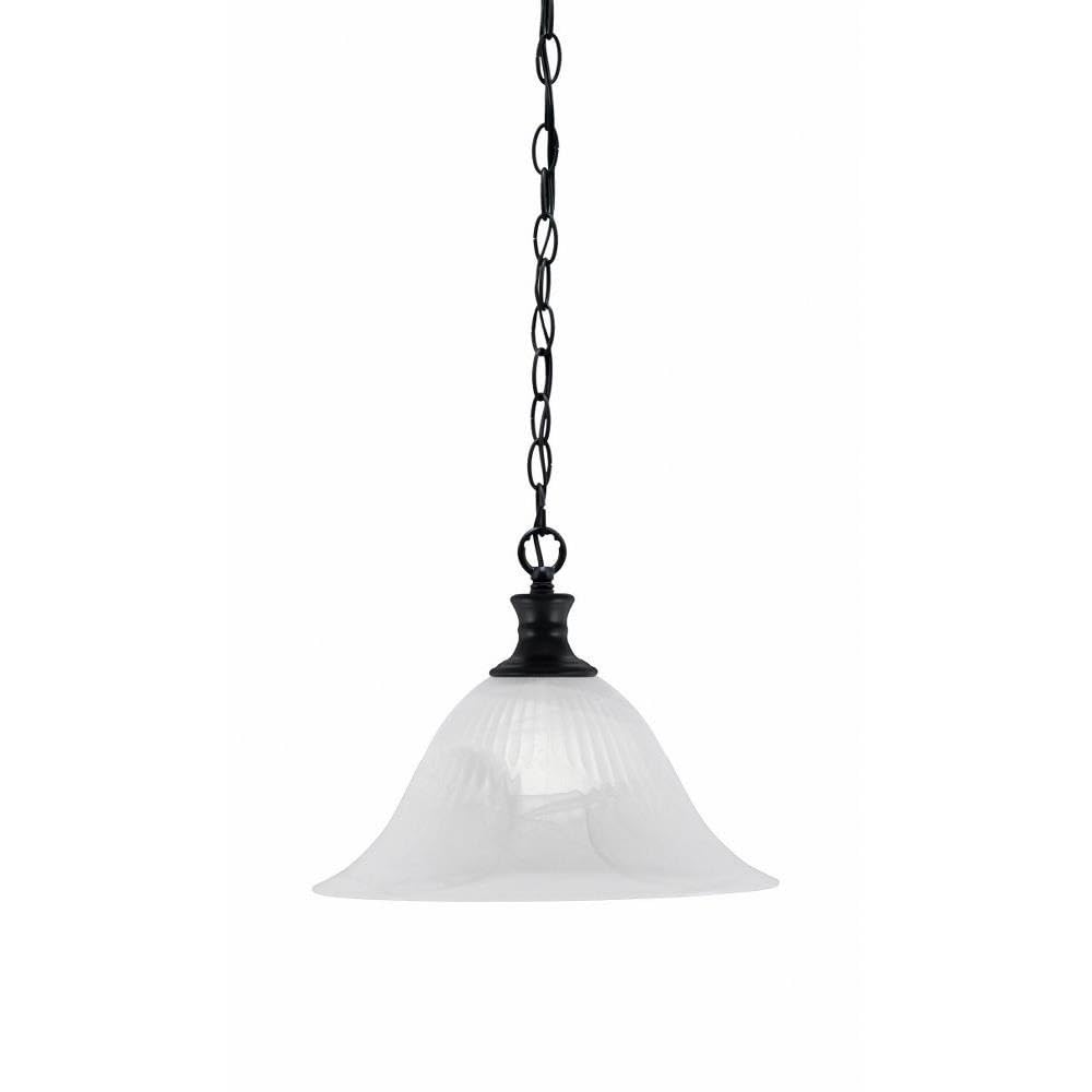 Toltec Lighting 96-MB-5831 Chain - 1 Light Chain Hung Pendant-10.75 Inches Tall and 14 Inches Wide, Finish Color: Matte Black, Glass Color: White Alabaster