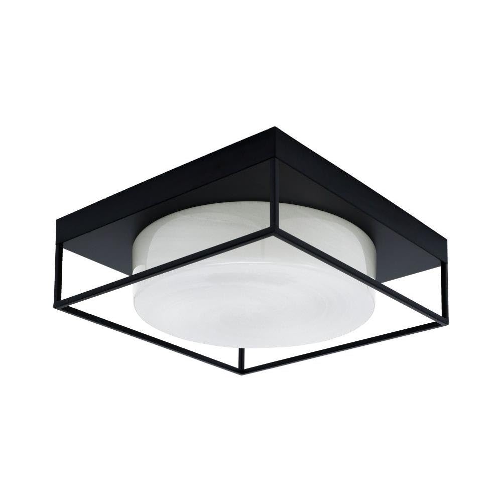 Toltec Lighting 856-Mb-1 3 Light Flush Mount-5 Inches Tall And 16 Inches Wide, Finish Color: Matte Black, Glass Color: White Marble
