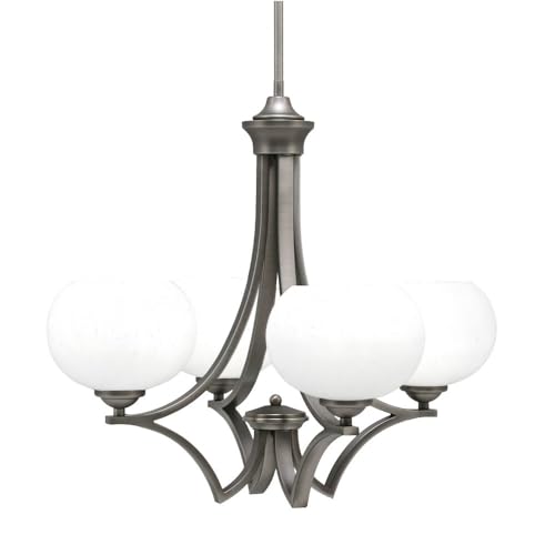 Toltec Lighting 564-Gp-212 Zilo - 4 Light Uplight Chandelier-19.75 Inches Tall And 22 Inches Wide, Finish Color: Graphite, Glass Color: White Muslin