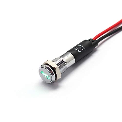 Alpinetech PL8MS 8mm 5/16 12V LED Metal Signal Indicator Pilot Dash Light with Symbols (4WD)