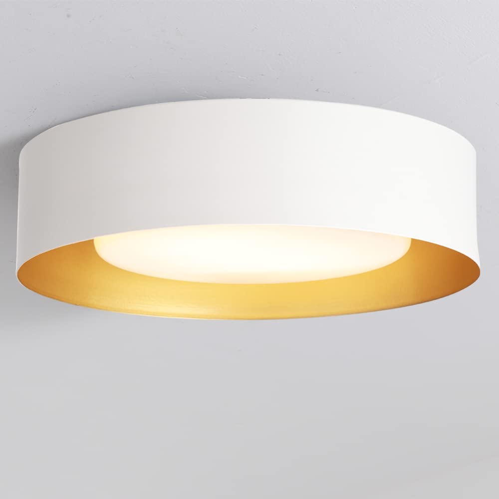Mivenda Modern Flush Mount Ceiling Light Minimalist Close To Ceiling Lighting Fixture White And Gold Flush Mount Light Fixture Forbedroom Entry  Hallway Balcony  Bathroom (16.5)