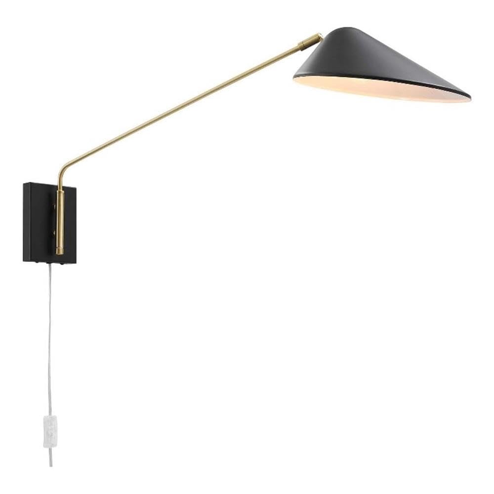 Modway Journey 24" 1-Light Modern Metal Swing Arm Wall Sconce In Black