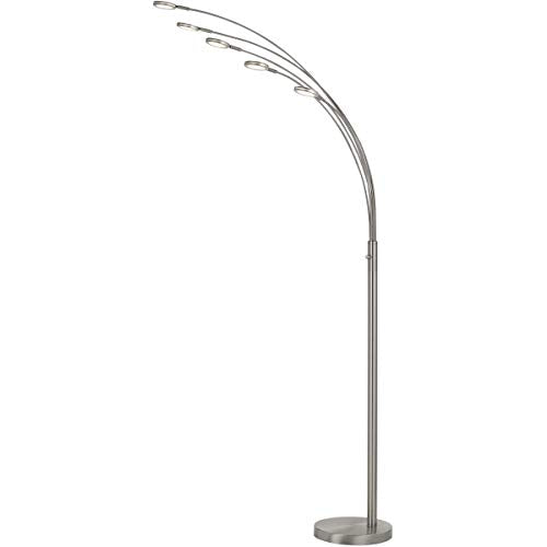 Cal Lighting Bo-2873Fl-5L-Bs Transitional Led Arc Floor Lamp From Cremona Collection In Pewter, Nickel, Silver Finish, 17.50 Inches