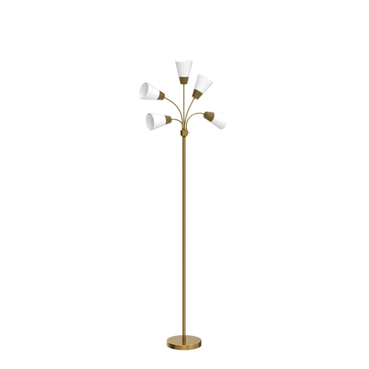 Brightech Medusa Modern LED Floor Lamp - Multi Head, Brass, 5 LED Bulbs, Model FL-MDSMDRN-BRS