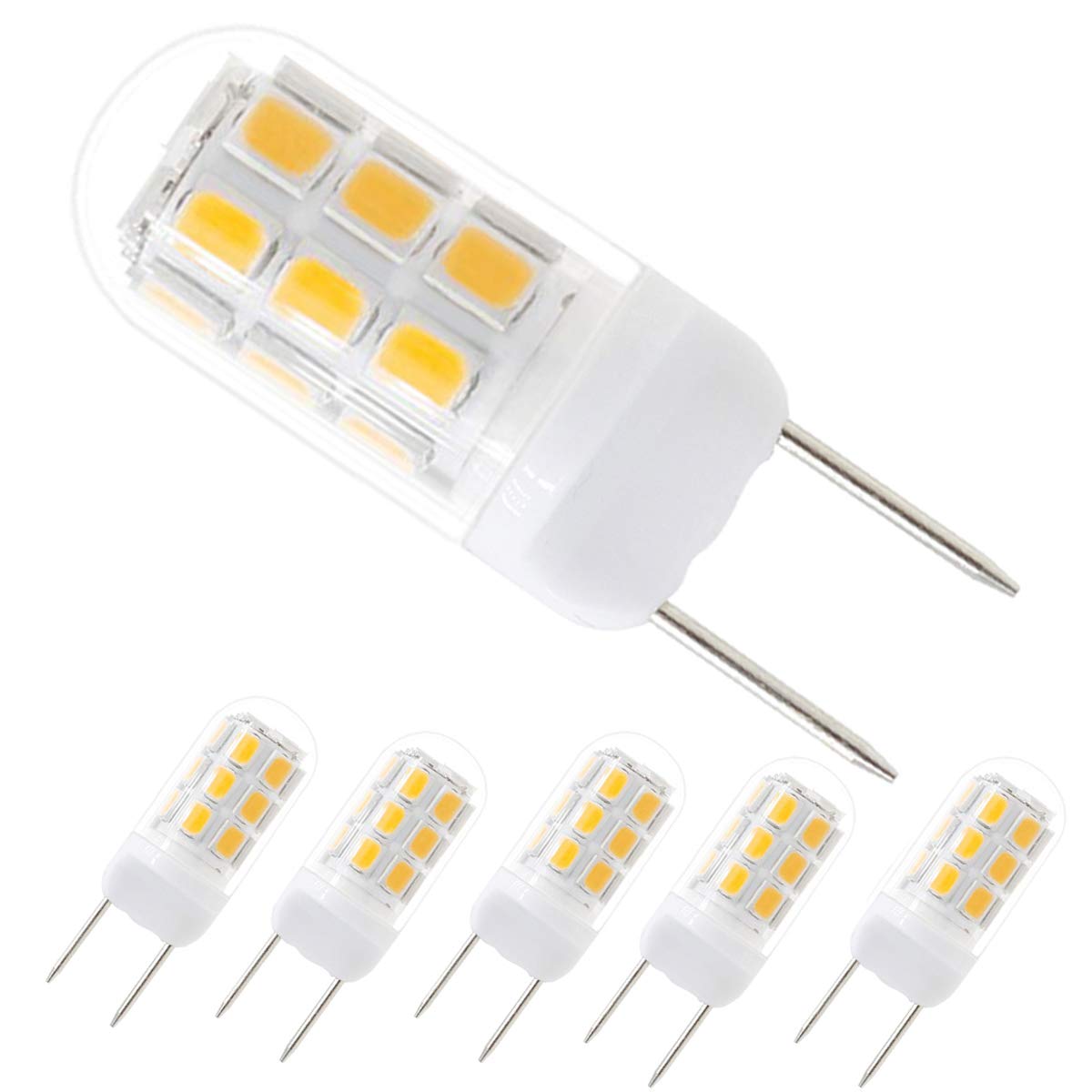 XRZT G8 LED Bulbs - Warm White 3000K Halogen Replacement, 5 Count Glass Pack for Kitchen, Under-Cabinet & Puck Lighting