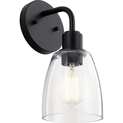 Kichler Meller 11 Inch 1 Light Wall Sconce With Clear Glass In Black