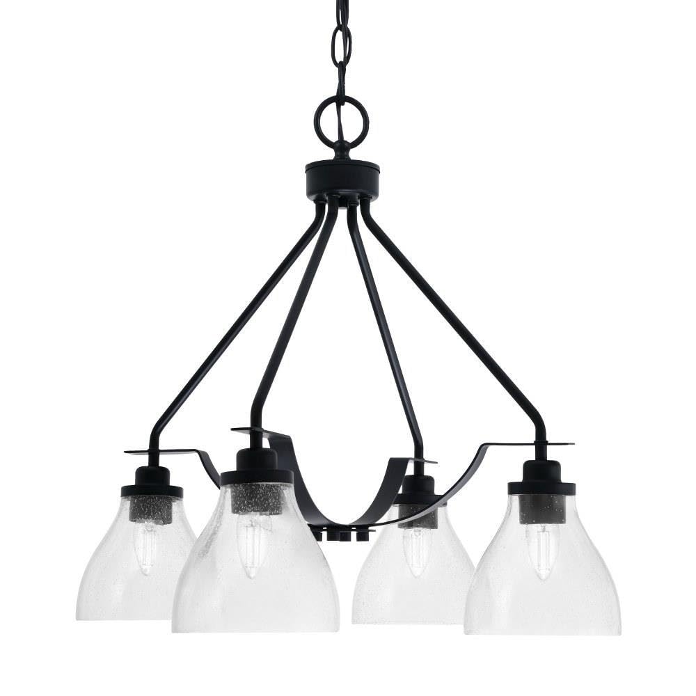 Toltec Lighting 2604-Mb-4760 Odyssey - 3 Light Downlight Chandelier-22.25 Inches Tall And 18 Inches Wide, Finish Color: Matte Black, Glass Color: Clear Bubble