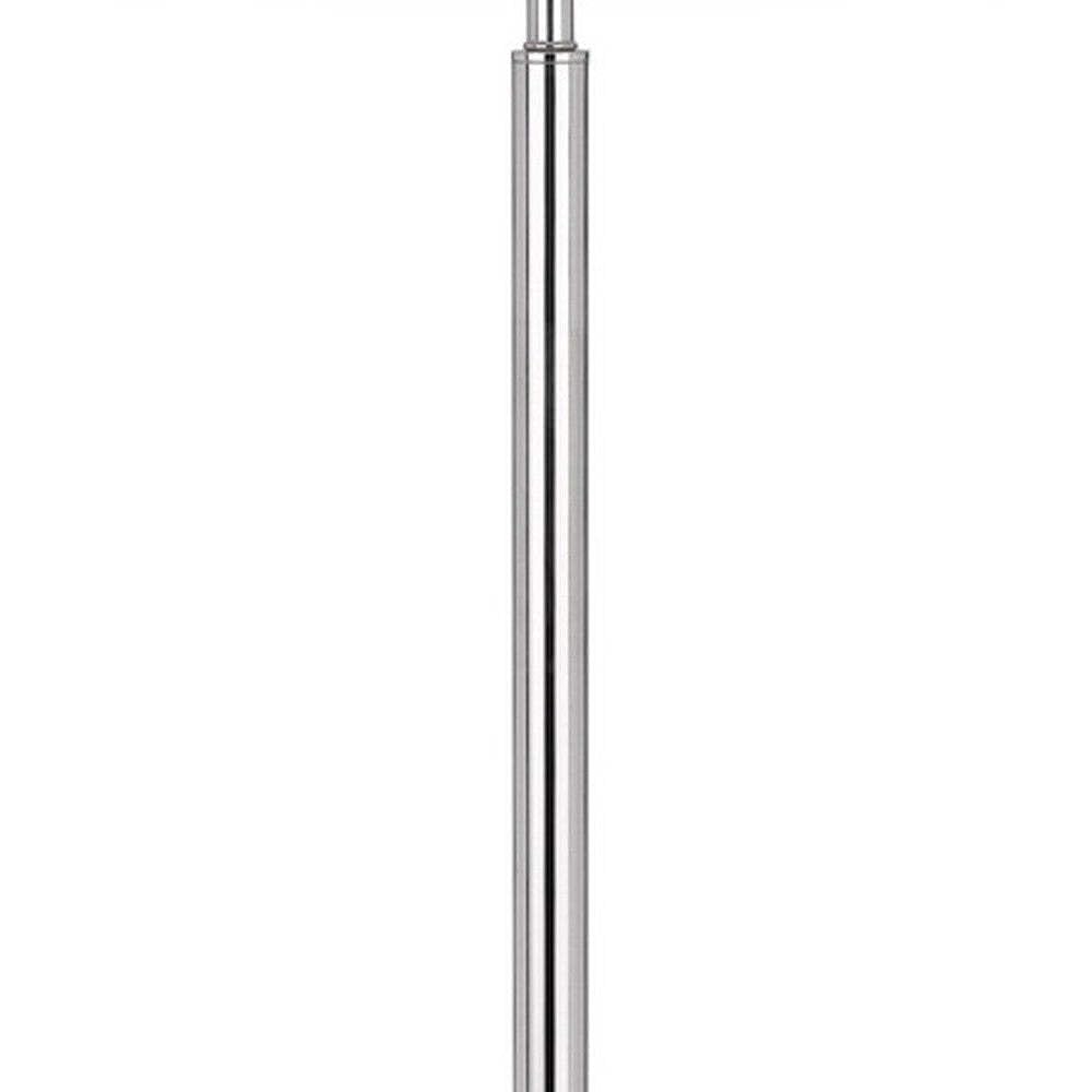 HomeRoots Tray Table Floor Lamp - 61 in. Height, Metal Base, White Transparent Glass Shade, Modern Design