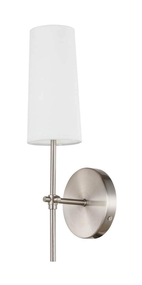 Living District Mel 1-Light Metal & Fabric Wall Sconce in Burnished Nickel/White