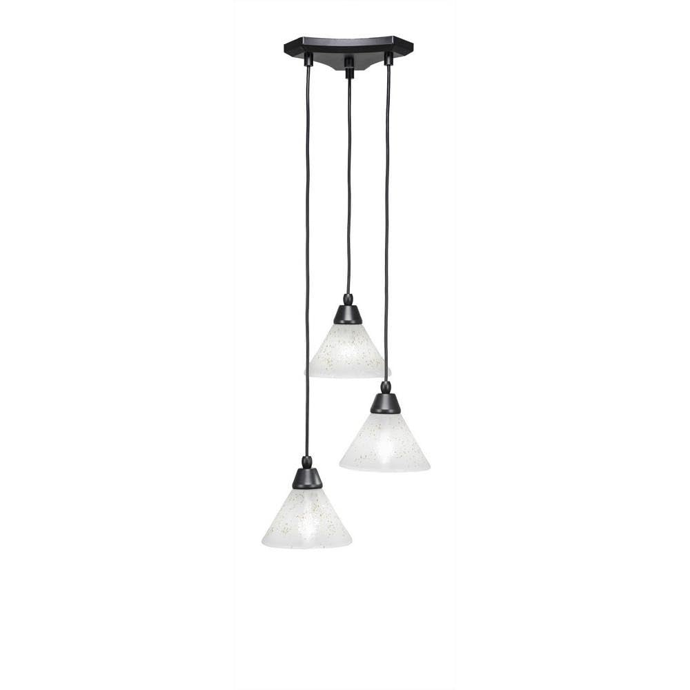Toltec Lighting 28-Mb-7145 Europa 3 Light Multi-Light Mini Pendant With Gold Ice Glass, 7&quot;, Matte Black