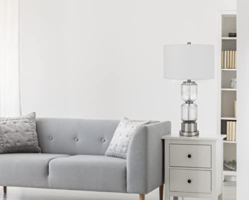 Cal Lighting Bresso Fluted Glass Table Lamp, 15inW x 27.75inH, Brushed Steel/Glass, Model BO-3040TB