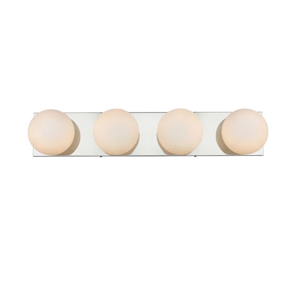 Living District Jaylin 4-Light Iron & Glass Bath Sconce in Chrome/Frosted White