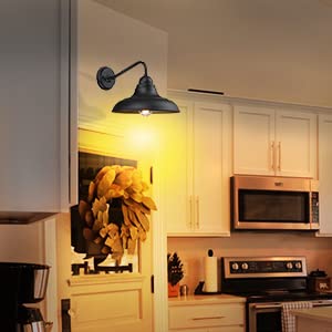 FLQMYQ Outdoor Wall Lights, Black Metal Wall Sconce, 1 Pack, 12in Classic Barn Style for Indoor & Outdoor Use
