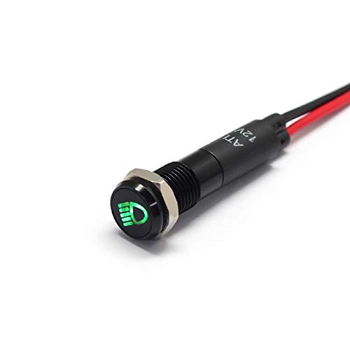 Alpinetech Plb8Ms 8Mm 12V Led Metal Signal Indicator Dash Light - Low Beam, Black Bezel