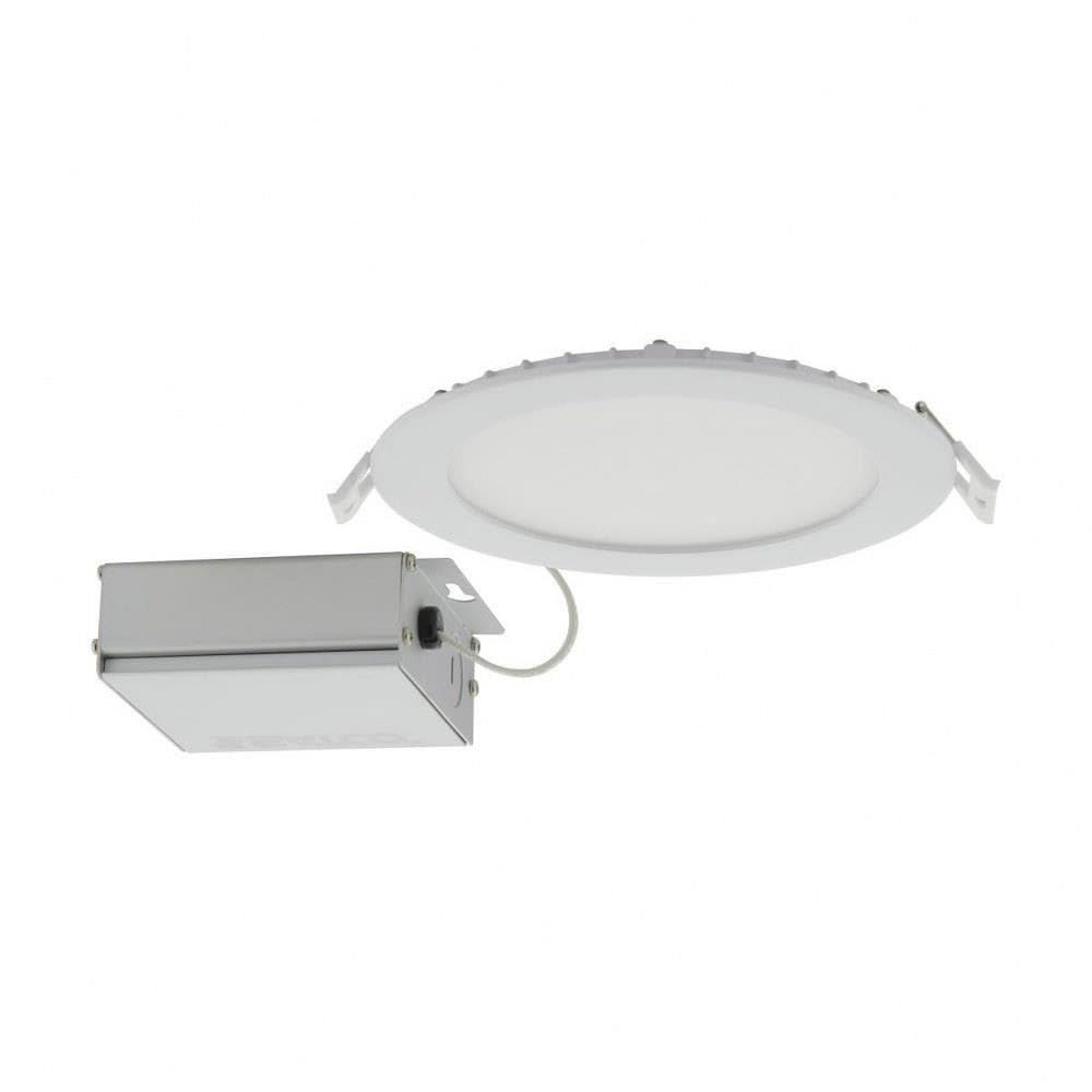 Satco CCT Selectable LED Slim-Fit Flat Lens Downlight with Remote Driver, 6 Inch Round, White