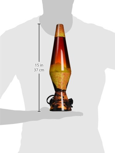 Lava Lava Lamp 2149, 14.5-inch Glass Decal Colormax, Multicolor Volcano Base, White Wax, Clear Liquid, Tri-Colored Globe