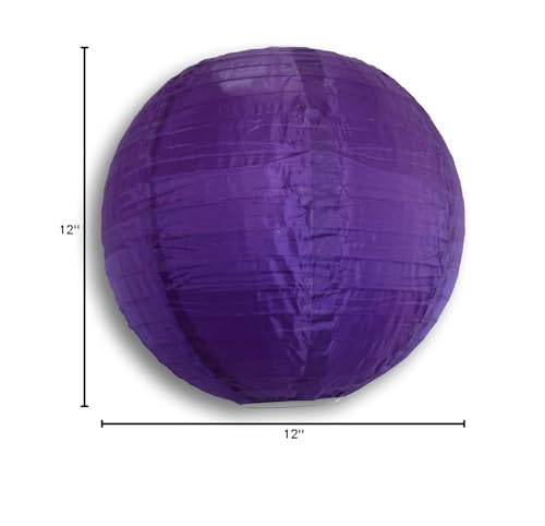 Paperlanternstore.Com 12 Inch Dark Purple Nylon Lantern, Even Ribbing, Durable, Hanging Decoration By Quasimoon