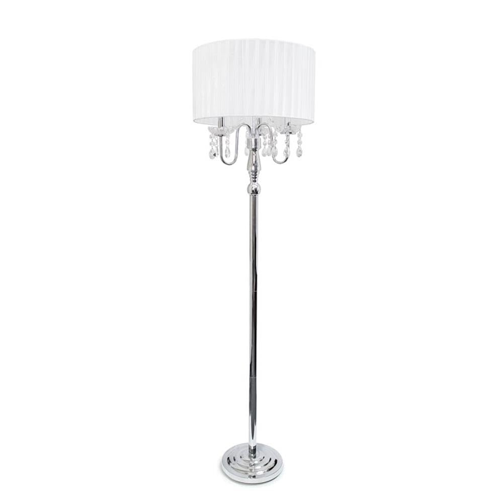 All The Rages Lalia Home 62&quot; Glamorous Chrome Cascading Crystal Metal Floor Lamp