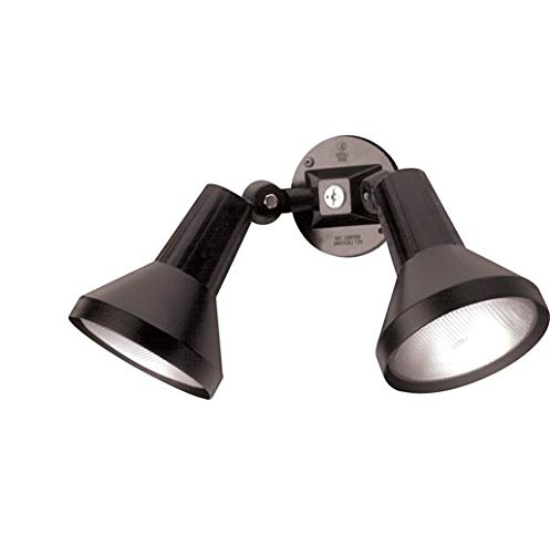 Ciata 15in Outdoor Security Flood Light, 2 Head, Heavy Duty Metal, Weather Proof, Black Finish