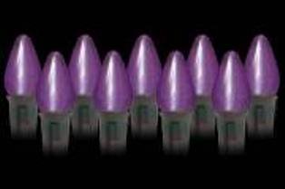 Vickerman C9 Twinkle LED Bulbs, Purple, Dimmable, Plastic, 2.87in x 1.12in, 25 per Bag