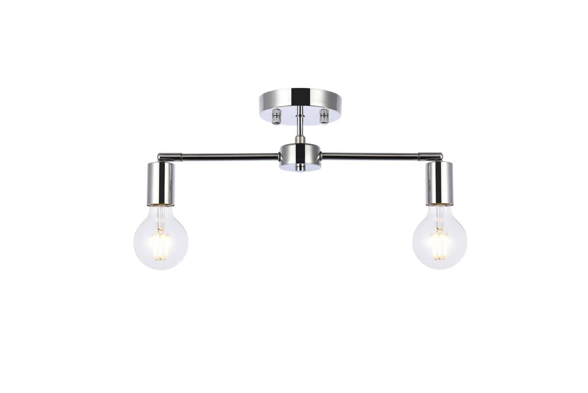Living District Indoor Modern Home Decor Bright Zane 2 Lights Chrome Flush Mount