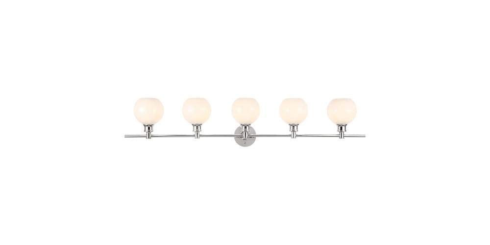 Living District Indoor Modern Home Decorative Bright Ceiling Collier 5 Light Chrome and Frosted White Glass Wall Sconce