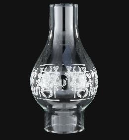 B&P Lamp 3 Inch by 9 1/4 Inch Clear Diana Style Decorated Glass Lamp Chimney for Vintage and Antique Style Lamps