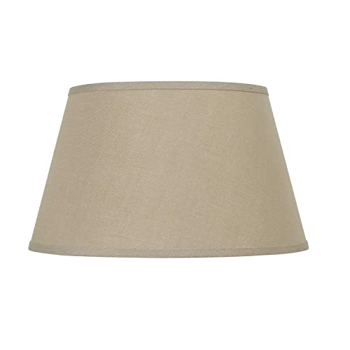 Cal Lighting Round Hardback Linen Shade, Khaki, Fabric, Model CALSH-8114-17F
