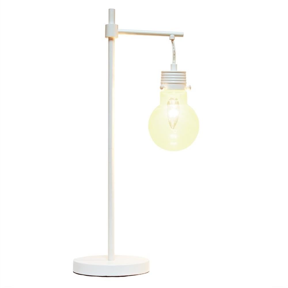 Elegant Designs Vintage Modern Table Lamp, Metal, White, Model LT1057-WHT