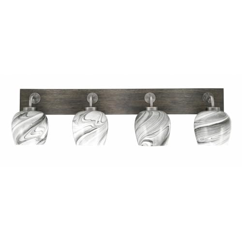 Toltec Lighting 1774-Gpdw-4819 Oxbridge - 4 Light Bath Bar-9.75 Inches Tall And 36.5 Inches Length, Finish Color: Graphite/Painted Distressed Wood-Look Metal, Glass Color: Onyx Swirl