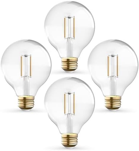 Kor 4 Pack 5.5W (60W Equivalent) Clear G25 Globe Led Light Bulbs 2700K Warm White Dimmable Filament G25 Vintage Led E26 Base Dim