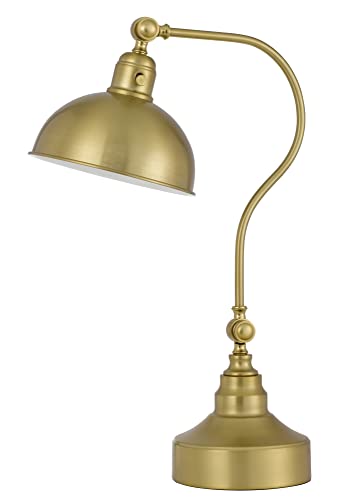 Cal Lighting Industrial Adjustable Desk Lamp, 9inW x 25inH, Antique Brass, Metal Shade, Model BO-3025DK-AB