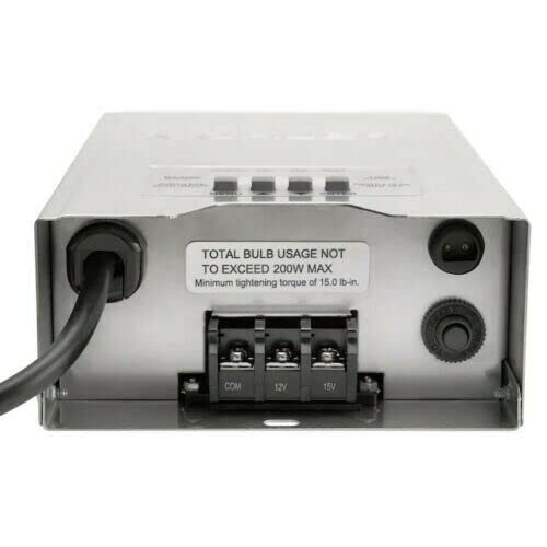 Kichler 200-Watt 12V/15V Multi-Tap Low Voltage Landscape Lighting Transformer With Digital Timer - Programmable, Weatherproof, Etl Listed - Stainless Steel Box