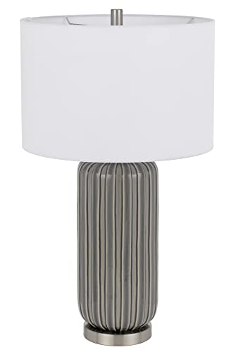 Cal Lighting BO-3034TB Ceramic Table Lamp with Hardback Drum Shade, 16inW x 29inH, Taupe