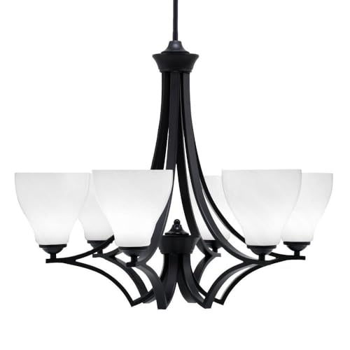 Toltec Lighting 566-Mb-4761 Zilo - 6 Light Uplight Chandelier-23 Inches Tall And 26.75 Inches Wide, Finish Color: Matte Black, Glass Color: White Marble