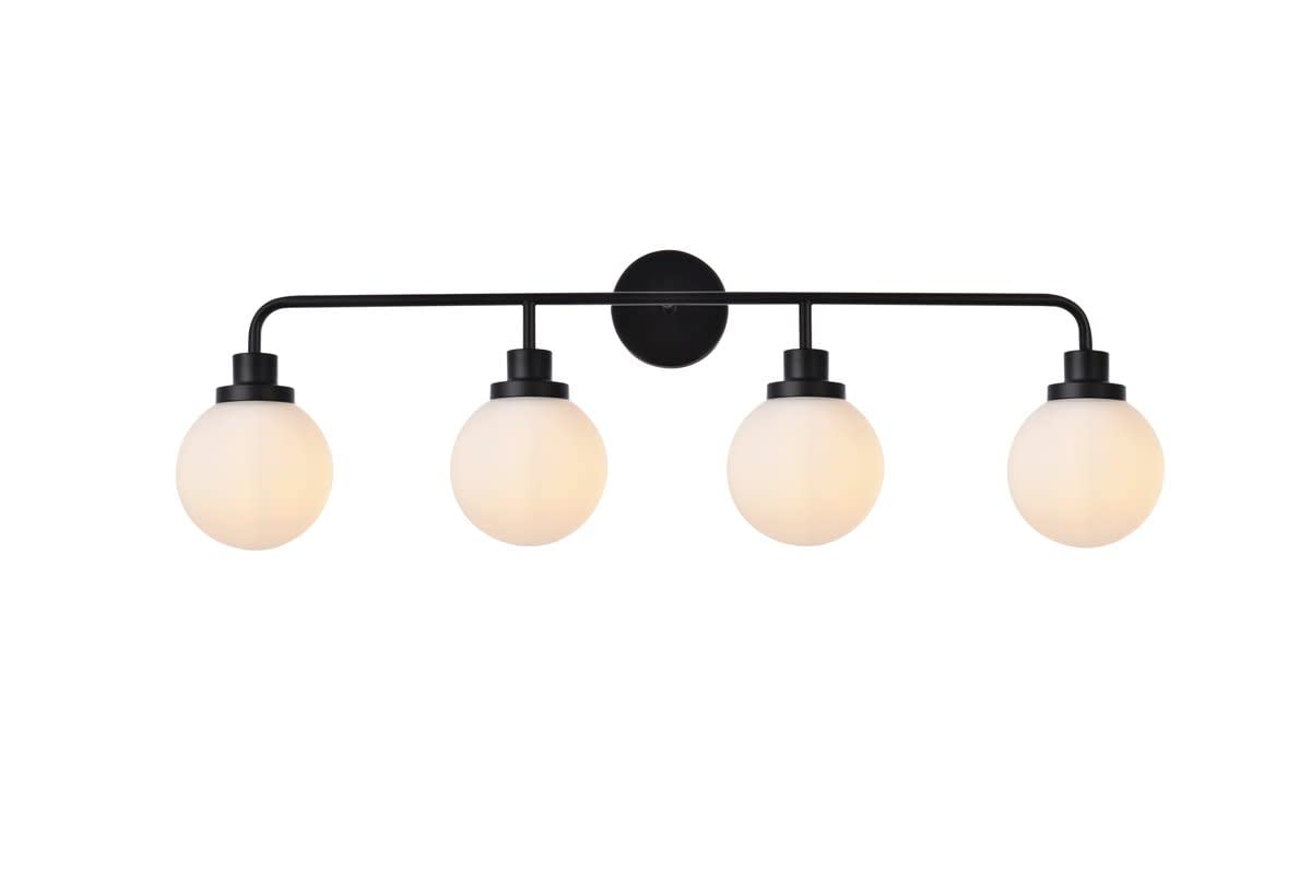 Living District Hanson 4-Light Metal Bath Sconce In Black And Frosted