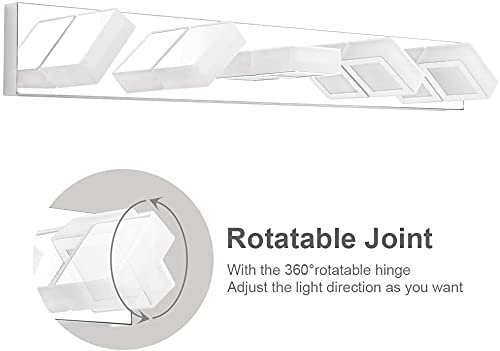 Ralbay Led Modern Chrome Vanity Lights 6 Lights Stainless Steel Acrylic Modern Led Bathroom Vanity Lights Over Mirror (4500K Neu