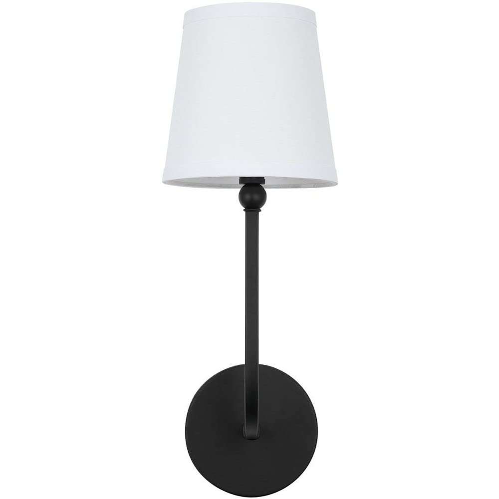 Capital Lighting 619311Mb-674 Dawson Rustic White Fabric Wall Sconce, 1-Light 60 Watt, 17'' H X 6'' W, Matte Black