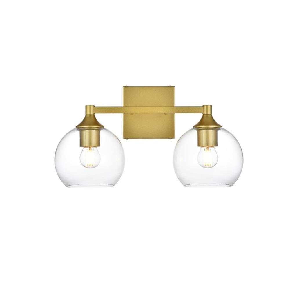Living District Foster 2-Light Iron & Glass Bath Sconce in Brass/Clear