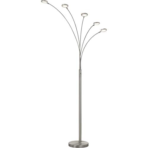 Cal Lighting Bo-2873Fl-5L-Bs Transitional Led Arc Floor Lamp From Cremona Collection In Pewter, Nickel, Silver Finish, 17.50 Inches